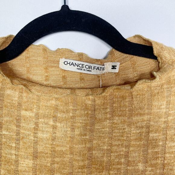 New Chance or Fate Medium Pumpkin Spice Orange Mock Neck Long Sleeve Ribbed Top - Picture 6 of 9